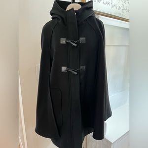 BCBGeneration black toggle cape coat.